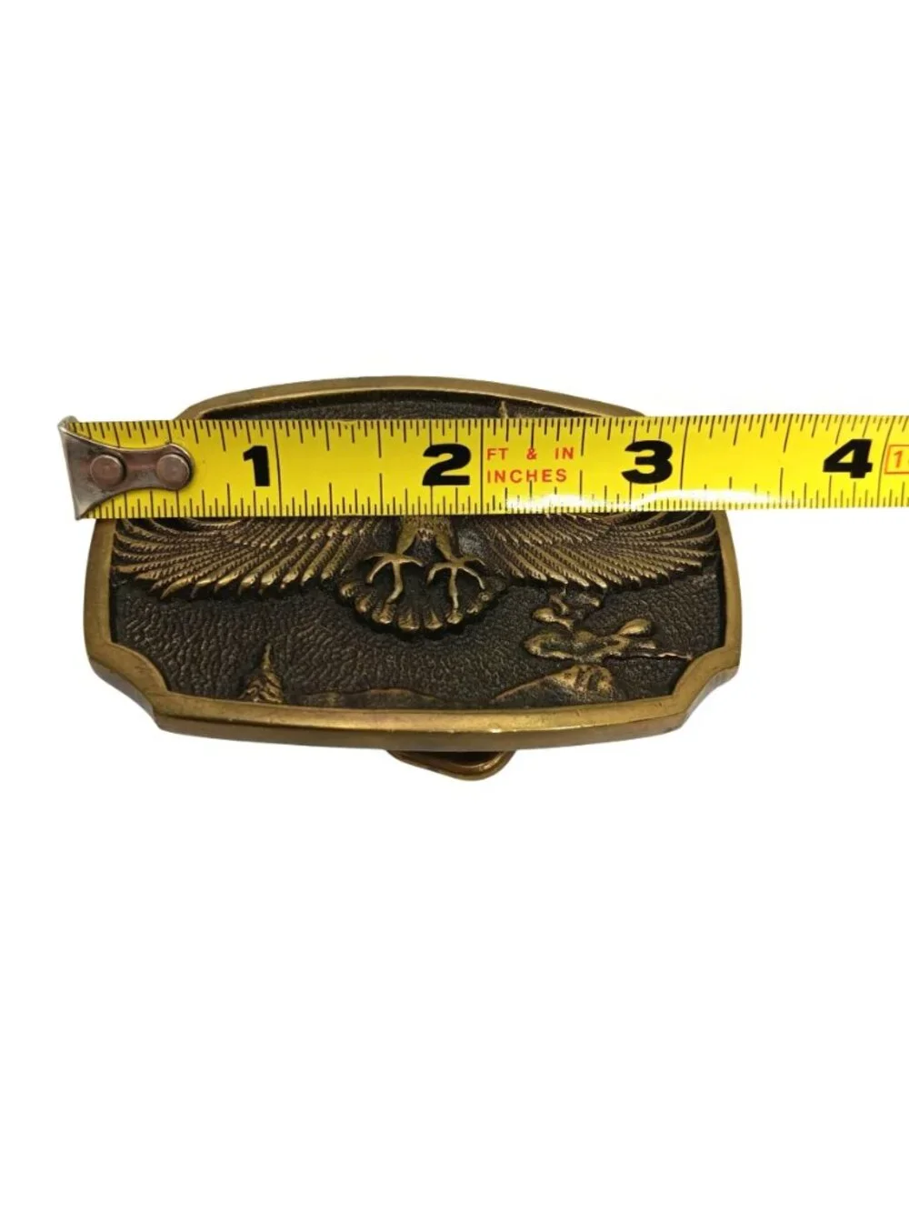 Vintage 1978 Eagle Design Solid Brass Belt Buckle Made In USA
